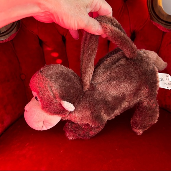 Kellytoy Pack Mates Brown Monkey Purse 10 inch Plush Stuffed Animal - Picture 10 of 12